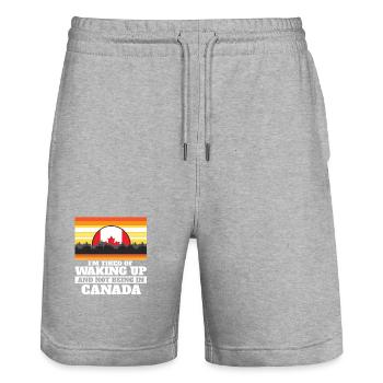 Im Tired of Waking Up and Not Being In Canada - Stanley/Stella Unisex Bio Joggingshorts Trainer  - Grau meliert - Vorne - Nik (191cm) & Marisol (170cm)