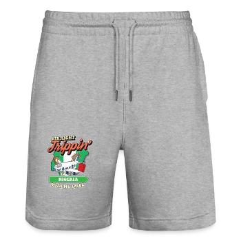 Straight Trippin' To Nigeria With My Tribe Family - Stanley/Stella Trainer Unisex Organic Jogging Shorts - heather grey - Front - Nik (191cm) & Marisol (170cm)