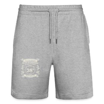 Too Bless To Be Stressed 38th Birthday Turning 38 - Stanley/Stella Unisex Bio Joggingshorts Trainer  - Grau meliert - Vorne - Nik (191cm) & Marisol (170cm)