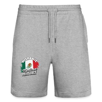 Hispanische mexikanische Heritage Pride - Mexiko - Stanley/Stella Unisex Bio Joggingshorts Trainer  - Grau meliert - Vorne - Nik (191cm) & Marisol (170cm)