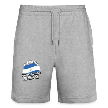 Hispanisches Erbe Nicaraguas Kulturerbe Nicaragua - Stanley/Stella Unisex Bio Joggingshorts Trainer  - Grau meliert - Vorne - Nik (191cm) & Marisol (170cm)