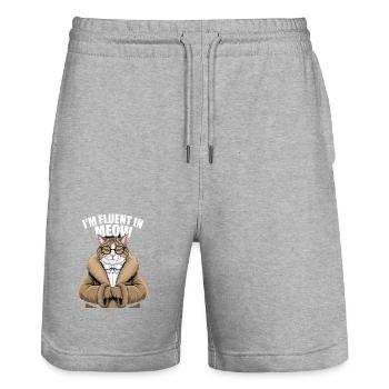 I'm Fluent In Meow Cat Lover Humor - Stanley/Stella Trainer Unisex Organic Jogging Shorts - heather grey - Front - Nik (191cm) & Marisol (170cm)