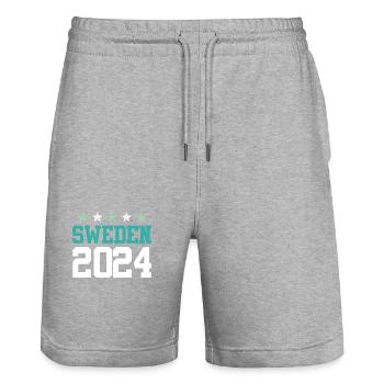 Suède 2024 Circuits - Short de jogging bio TRAINER Stanley/Stella unisexe - gris chiné - Devant - Nik (191cm) & Marisol (170cm)