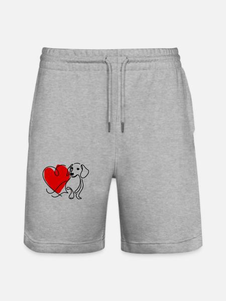 Dackel mit Herz - Stanley/Stella Unisex Bio Joggingshorts Trainer - Grau meliert