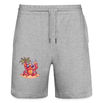 Crabe homard Vacances d’été à la plage - Short de jogging bio TRAINER Stanley/Stella unisexe - gris chiné - Devant - Nik (191cm) & Marisol (170cm)