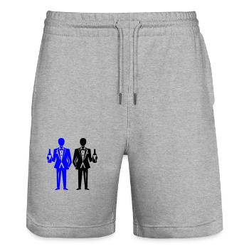 Marié Fête Mariage Célibataire - Short de jogging bio TRAINER Stanley/Stella unisexe - gris chiné - Devant - Nik (191cm) & Marisol (170cm)