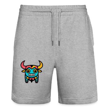 Stier Halloween Comic Zombie - Stanley/Stella Unisex Bio Joggingshorts Trainer  - Grau meliert - Vorne - Nik (191cm) & Marisol (170cm)
