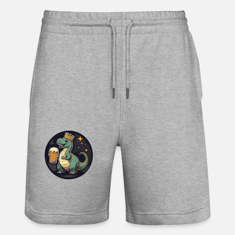 Dinosaurier brontosaurus Bier Comic - Stanley/Stella Unisex Bio Joggingshorts Trainer  - Grau meliert