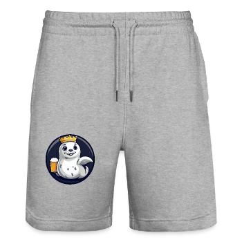 Robbe Tier Bier Comic - Stanley/Stella Unisex Bio Joggingshorts Trainer  - Grau meliert - Vorne - Nik (191cm) & Marisol (170cm)