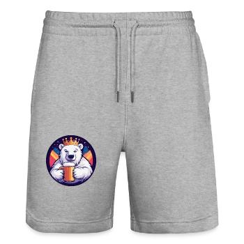 Polar Bear Beer Comic - Stanley/Stella Trainer Unisex Organic Jogging Shorts - heather grey - Front - Nik (191cm) & Marisol (170cm)
