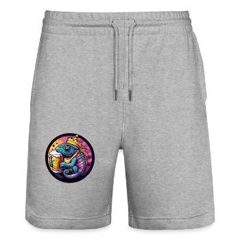 Chameleon Bier Comic - Stanley/Stella Unisex Bio Joggingshorts Trainer  - Grau meliert - Vorne - Nik (191cm) & Marisol (170cm)