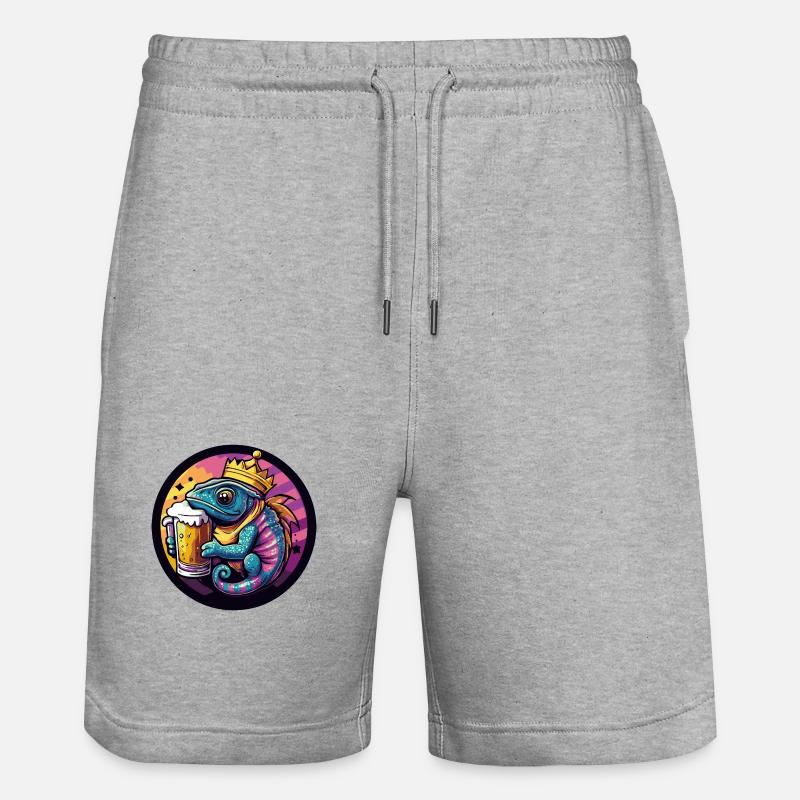 Chameleon Bier Comic - Stanley/Stella Unisex Bio Joggingshorts Trainer  - Grau meliert