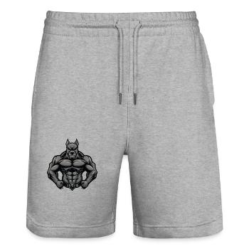 Great Dane Dog Muscles Bodybuilding - Stanley/Stella Trainer Unisex Organic Jogging Shorts - heather grey - Front - Nik (191cm) & Marisol (170cm)