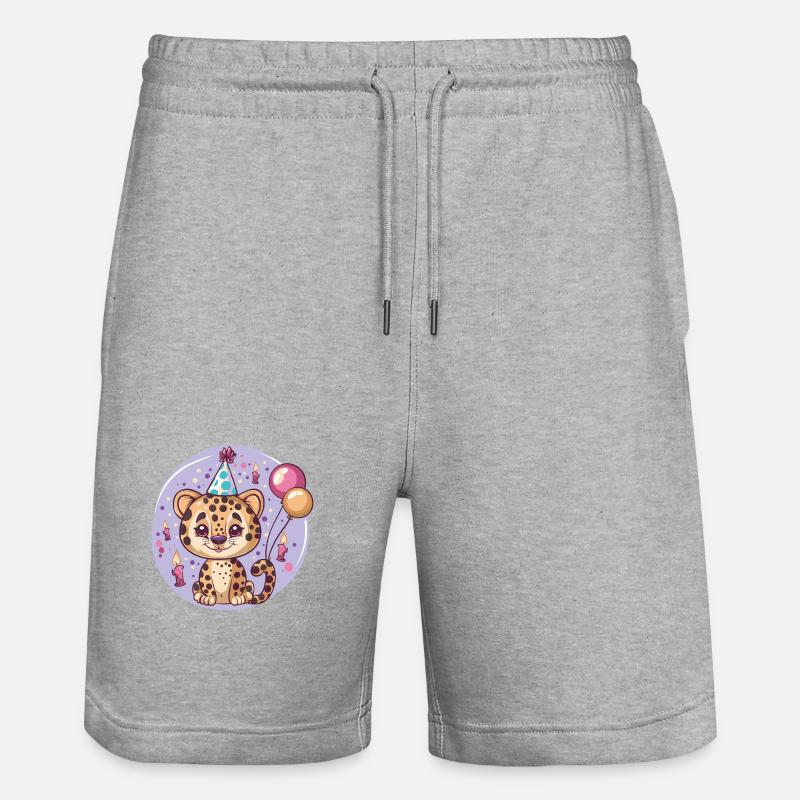 Bande dessinée d’anniversaire léopard - Short de jogging bio TRAINER Stanley/Stella unisexe - gris chiné