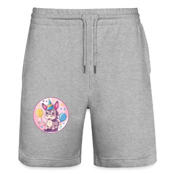 Esel Geburtstag Comic - Stanley/Stella Unisex Bio Joggingshorts Trainer  - Grau meliert - Vorne - Nik (191cm) & Marisol (170cm)