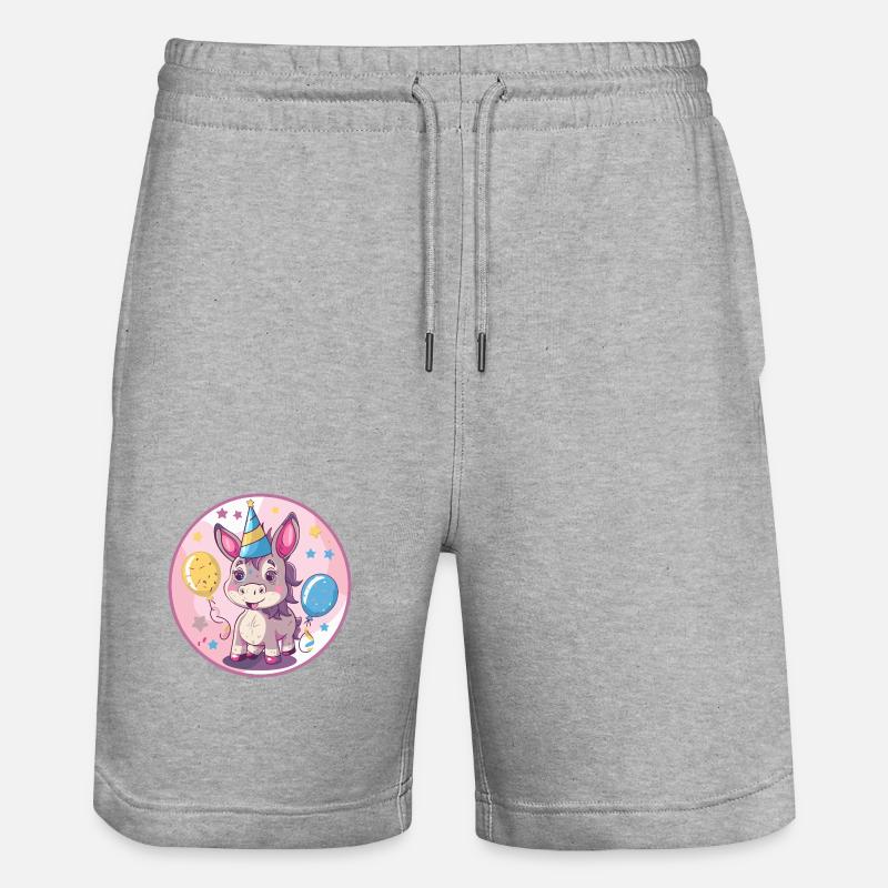 Bande dessinée d’anniversaire d’âne - Short de jogging bio TRAINER Stanley/Stella unisexe - gris chiné