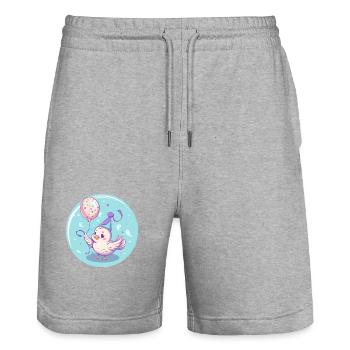 Taube Vogel Geburtstag Comic - Stanley/Stella Unisex Bio Joggingshorts Trainer  - Grau meliert - Vorne - Nik (191cm) & Marisol (170cm)
