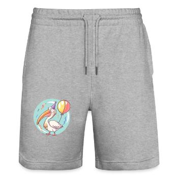 Pelikan Vogel Geburtstag Comic - Stanley/Stella Unisex Bio Joggingshorts Trainer  - Grau meliert - Vorne - Nik (191cm) & Marisol (170cm)