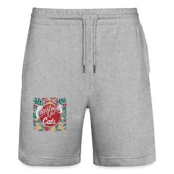 Noël est pour les chats Joie festive des fêtes - Short de jogging bio TRAINER Stanley/Stella unisexe - gris chiné - Devant - Nik (191cm) & Marisol (170cm)