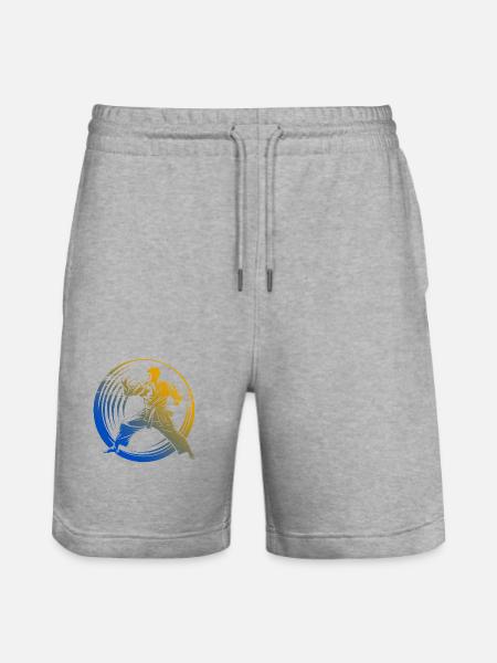 Karate Silhouette Bunt - Stanley/Stella Unisex Bio Joggingshorts Trainer  - Grau meliert