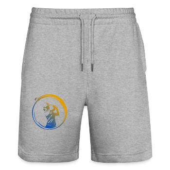 Silhouette de golfeur coloré - Short de jogging bio TRAINER Stanley/Stella unisexe - gris chiné - Devant - Nik (191cm) & Marisol (170cm)