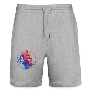 Silhouette de football américain coloré - Short de jogging bio TRAINER Stanley/Stella unisexe - gris chiné - Devant - Nik (191cm) & Marisol (170cm)