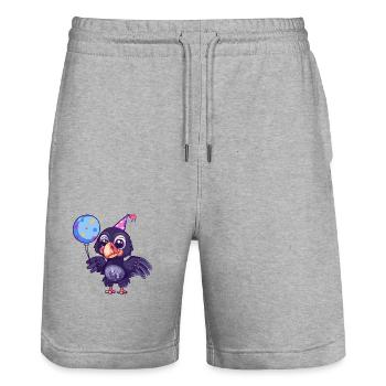 Harpy Bird Birthday Baby - Stanley/Stella Trainer Unisex Organic Jogging Shorts - heather grey - Front - Nik (191cm) & Marisol (170cm)