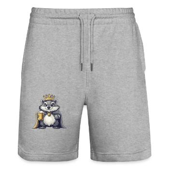Hedgehog Beer Funny - Stanley/Stella Trainer Unisex Organic Jogging Shorts - heather grey - Front - Nik (191cm) & Marisol (170cm)