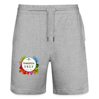 Formentera 2025 Multicolore - Short de jogging bio TRAINER Stanley/Stella unisexe - gris chiné - Devant - Nik (191cm) & Marisol (170cm)