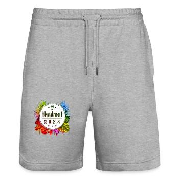 Thailand 2025 Bunt - Stanley/Stella Unisex Bio Joggingshorts Trainer  - Grau meliert - Vorne - Nik (191cm) & Marisol (170cm)