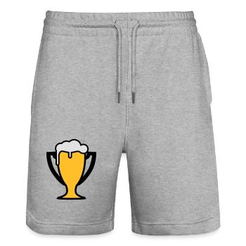 Weltmeister Bier Pokal - Stanley/Stella Unisex Bio Joggingshorts Trainer  - Grau meliert - Vorne - Nik (191cm) & Marisol (170cm)