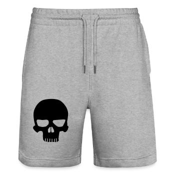 Skull original - Stanley/Stella Trainer Unisex Organic Jogging Shorts - heather grey - Front - Nik (191cm) & Marisol (170cm)