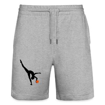 Rhythmic gymnastics - Stanley/Stella Trainer Unisex Organic Jogging Shorts - heather grey - Front - Nik (191cm) & Marisol (170cm)
