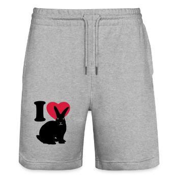I love rabbits - Stanley/Stella Trainer Unisex Organic Jogging Shorts - heather grey - Front - Nik (191cm) & Marisol (170cm)