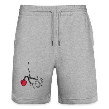 faith, love, hope heart - Stanley/Stella Trainer Unisex Organic Jogging Shorts - heather grey - Front - Nik (191cm) & Marisol (170cm)
