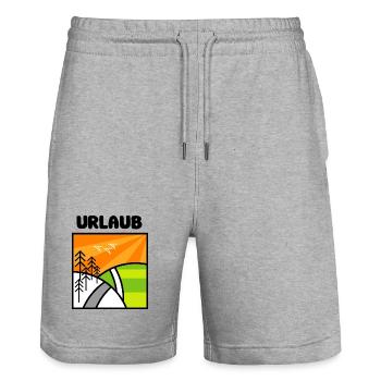 urlaub natur nature landschaft berge minimal icon - Stanley/Stella Unisex Bio Joggingshorts Trainer  - Grau meliert - Vorne - Nik (191cm) & Marisol (170cm)