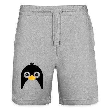 Cute Penguin Face - Stanley/Stella Trainer Unisex Organic Jogging Shorts - heather grey - Front - Nik (191cm) & Marisol (170cm)