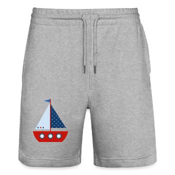 Segelboot - Stanley/Stella Unisex Bio Joggingshorts Trainer  - Grau meliert - Vorne - Nik (191cm) & Marisol (170cm)