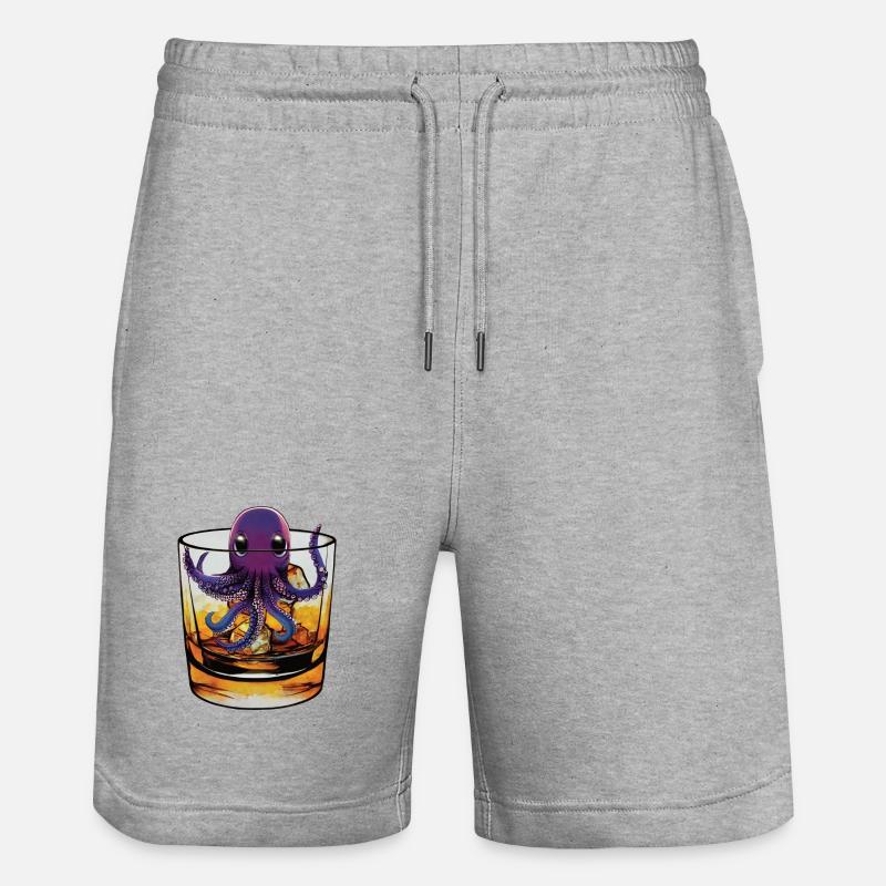 Small squid in whiskey 🥃 - Stanley/Stella Trainer Unisex Organic Jogging Shorts - heather grey