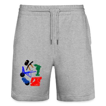 Fertigwerkzeuge - Stanley/Stella Unisex Bio Joggingshorts Trainer  - Grau meliert - Vorne - Nik (191cm) & Marisol (170cm)
