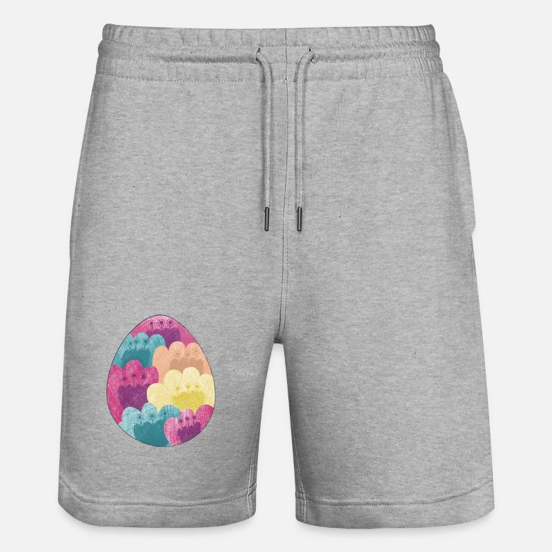 Colorful Easter egg with flower pattern - Stanley/Stella Trainer Unisex Organic Jogging Shorts - heather grey