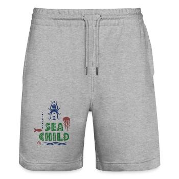 Design pour les plongeurs - Short de jogging bio TRAINER Stanley/Stella unisexe - gris chiné - Devant - Nik (191cm) & Marisol (170cm)