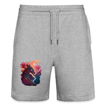 Asian dragon - Stanley/Stella Trainer Unisex Organic Jogging Shorts - heather grey - Front - Nik (191cm) & Marisol (170cm)