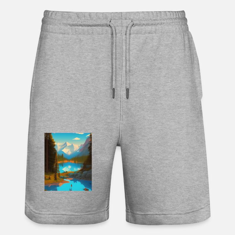 Paysage nature forêt - Short de jogging bio TRAINER Stanley/Stella unisexe - gris chiné