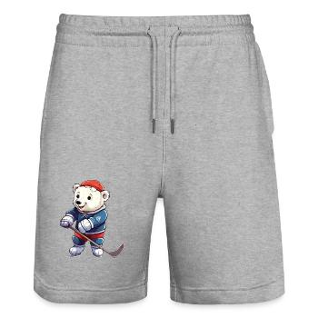 Polar Bear Hockey Player - Stanley/Stella Trainer Unisex Organic Jogging Shorts - heather grey - Front - Nik (191cm) & Marisol (170cm)