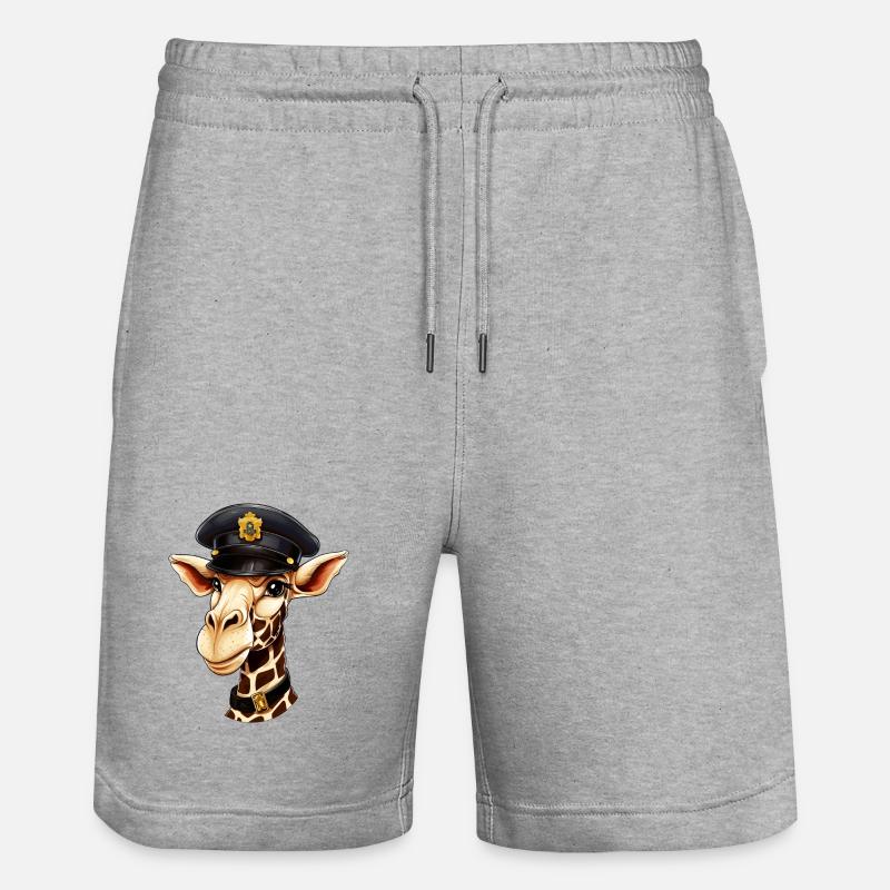 Polizei Giraffe - Stanley/Stella Unisex Bio Joggingshorts Trainer  - Grau meliert