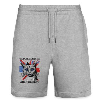 cat alliance friend - Stanley/Stella Trainer Unisex Organic Jogging Shorts - heather grey - Front - Nik (191cm) & Marisol (170cm)