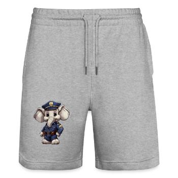 Elephant Police - Stanley/Stella Trainer Unisex Organic Jogging Shorts - heather grey - Front - Nik (191cm) & Marisol (170cm)