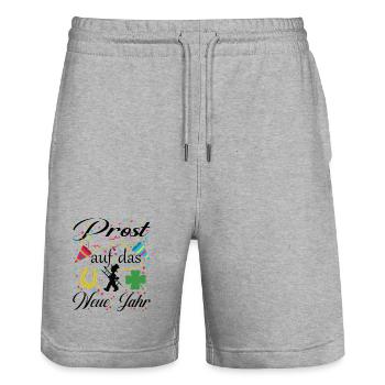 PROST AUF DAS NEUE JAHR - Stanley/Stella Unisex Bio Joggingshorts Trainer  - Grau meliert - Vorne - Nik (191cm) & Marisol (170cm)