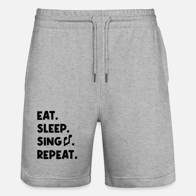 Manger, dormir, chanter, répéter - Short de jogging bio TRAINER Stanley/Stella unisexe - gris chiné